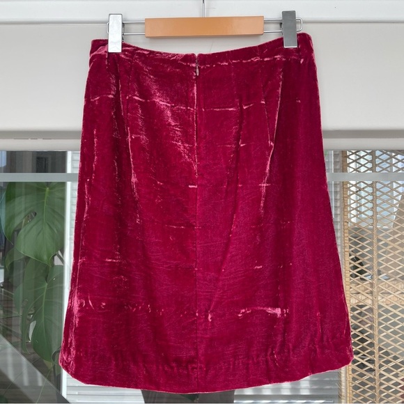 Anthropologie Velvet Mini Skirt Size 4 Small Medium Red Holiday Festive - Picture 4 of 8